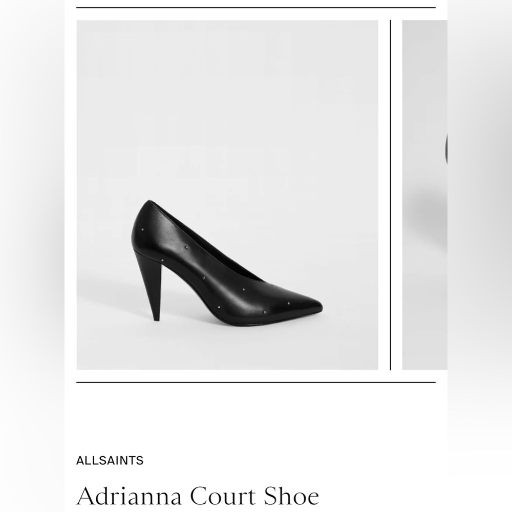 All Saints black leather Adrianna pump shoes with studs 8